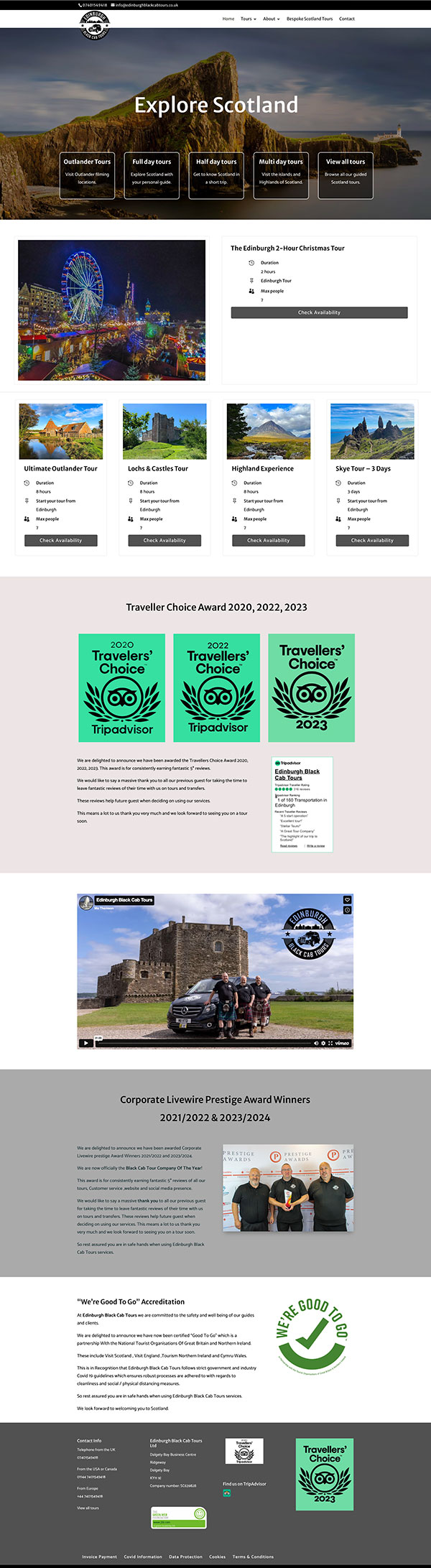 Online booking system for travel operator Edinburgh