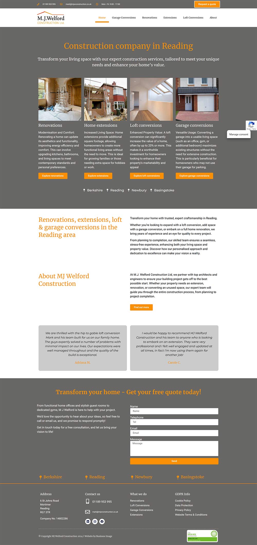 MJ Welford Construction New website