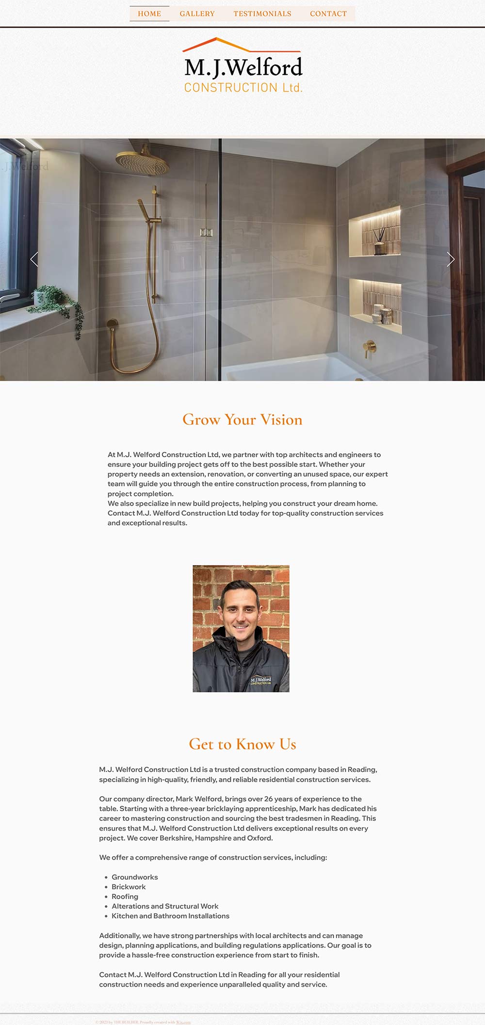 MJ Welford Construction Old website