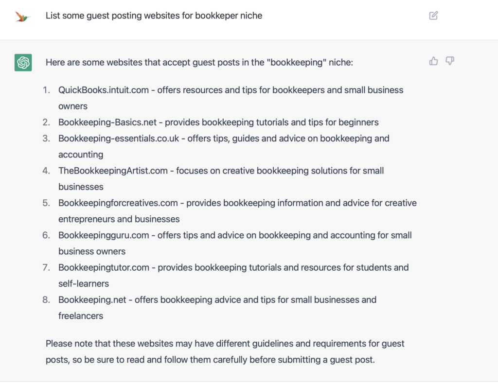 ChatGPT for guest blogging
