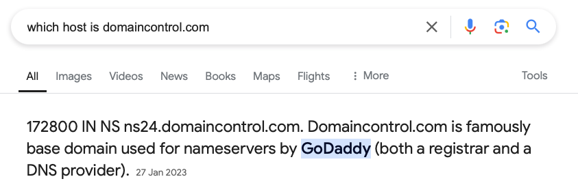 find hosting company in Google