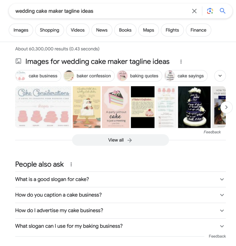 tagline searching in google