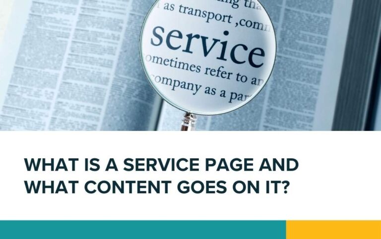What is a service page and what content goes on it?