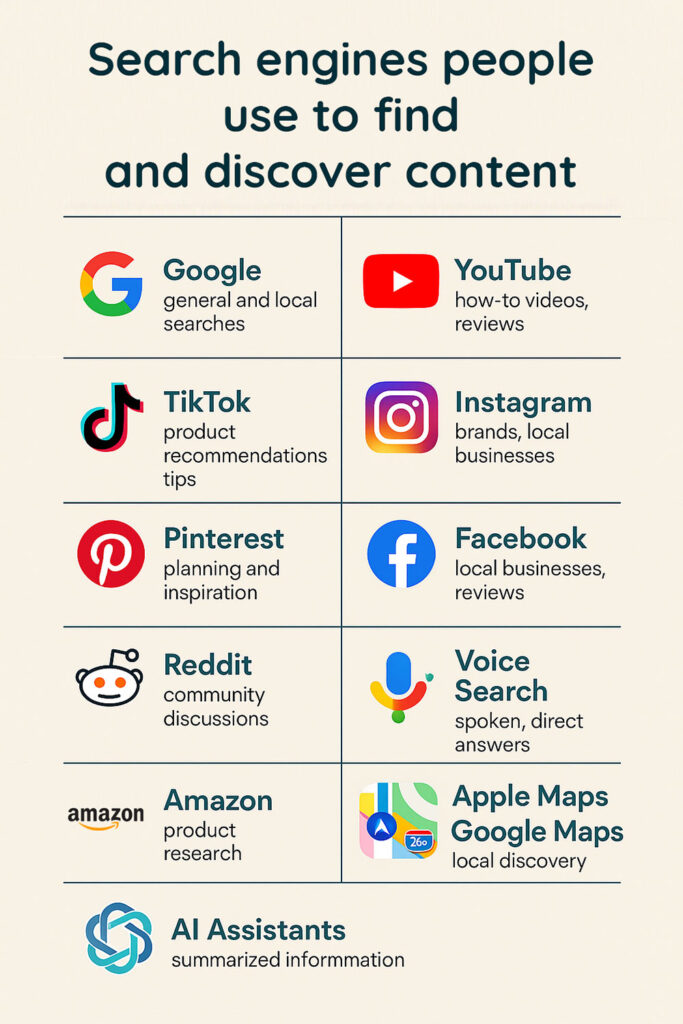 saerch engines people use to find and discover content